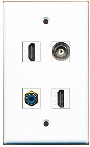 RiteAV - 2 Port HDMI 1 Port RCA Blue 1 Port BNC Wall Plate