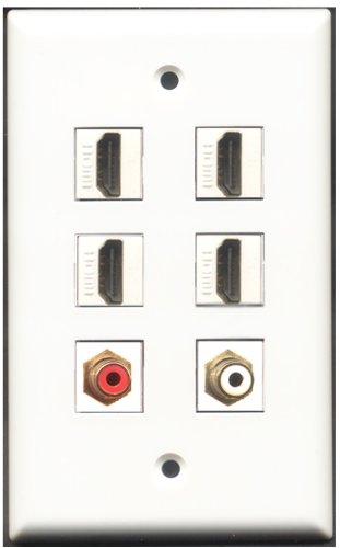 RiteAV - 4 Port HDMI 1 RCA Red 1 RCA White Wall Plate