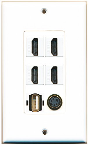 RiteAV - 4 Port HDMI 1 USB A-A 1 S-Video Wall Plate Decorative
