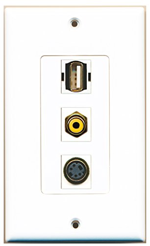 RiteAV - 1 Port RCA Yellow and 1 Port USB A-A and 1 Port S-Video Decorative Wall Plate Decorative