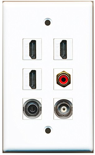 RiteAV - 3 HDMI 1 Port RCA Red 1 Port 3.5mm 1 Port BNC Wall Plate