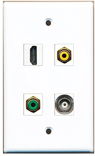 RiteAV - 1 Port HDMI 1 Port RCA Yellow 1 Port RCA Green 1 Port BNC Wall Plate