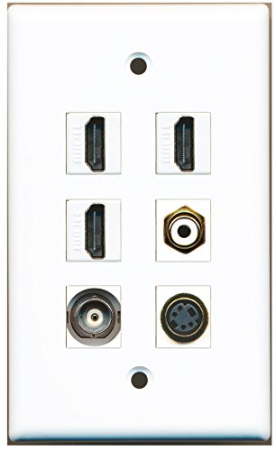 RiteAV - 3 HDMI 1 Port RCA White 1 Port S-Video 1 Port BNC Wall Plate