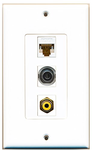 RiteAV - 1 Port RCA Yellow and 1 Port 3.5mm and 1 Port Cat6 Ethernet White Decorative Wall Plate Decorative
