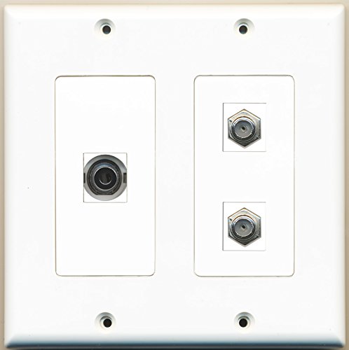 RiteAV - 2 Port Coax Cable TV- F-Type 1 Port 3.5mm - 2 Gang Wall Plate