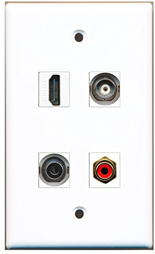 RiteAV - 1 Port HDMI 1 Port RCA Red 1 Port 3.5mm 1 Port BNC Wall Plate
