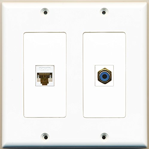 RiteAV - 1 Port RCA Blue 1 Port Cat6 Ethernet White - Dual Gang Wall Plate