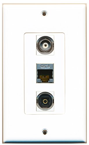 RiteAV - 1 Port Shielded Cat6 Ethernet and 1 Port Toslink and 1 Port BNC Decorative Wall Plate Decorative