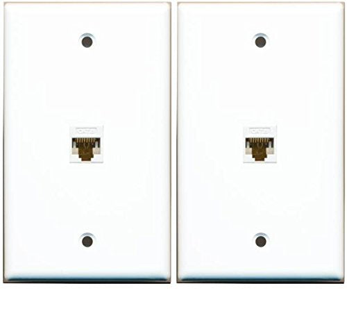 (2 Pack) RiteAV 1 Port Cat6 Rj45 Ethernet Wall Plate White Lot