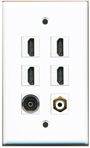 RiteAV - 4 HDMI 1 Port RCA White 1 Port Toslink Wall Plate