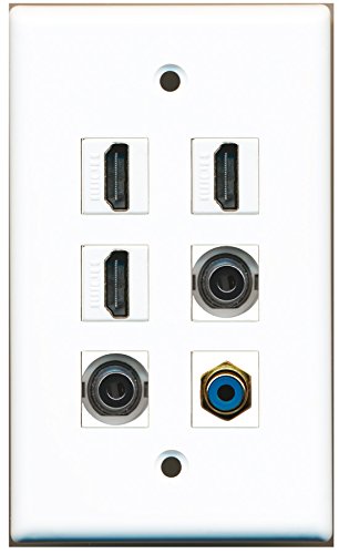 RiteAV - 3 HDMI 1 Port RCA Blue 2 Port 3.5mm Wall Plate