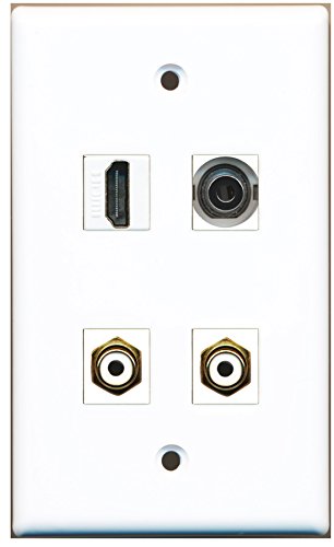 RiteAV - 1 Port HDMI 2 Port RCA White 1 Port 3.5mm Wall Plate