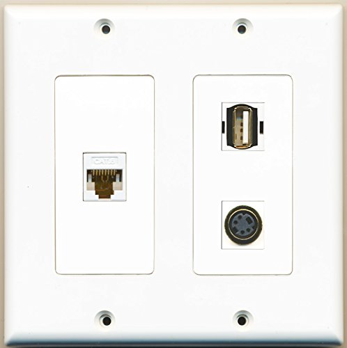 RiteAV - 1 Port USB A-A 1 Port S-Video 1 Port Cat6 Ethernet White - 2 Gang Wall Plate