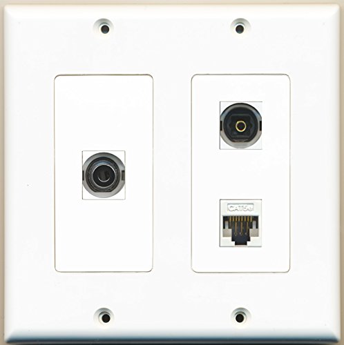 RiteAV - 1 Port Toslink 1 Port 3.5mm 1 Port Cat5e Ethernet White - 2 Gang Wall Plate