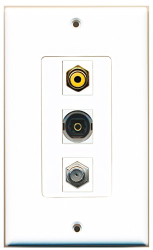RiteAV - 1 Port RCA Yellow and 1 Port Coax Cable TV- F-Type and 1 Port Toslink Decorative Wall Plate Decorative