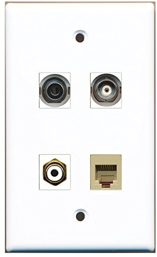 RiteAV - 1 Port RCA White 1 Port Phone RJ11 RJ12 Beige 1 Port 3.5mm 1 Port BNC Wall Plate