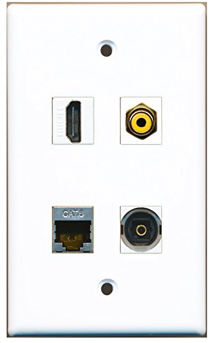 RiteAV - 1 Port HDMI 1 Port RCA Yellow 1 Port Shielded Cat6 Ethernet 1 Port Toslink Wall Plate