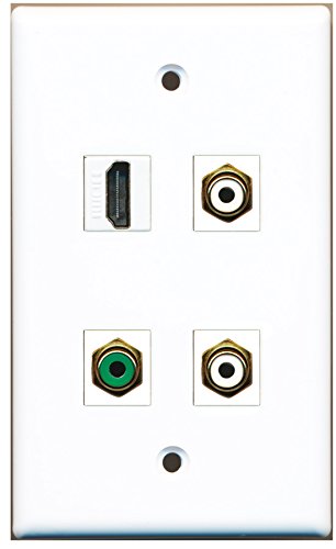 RiteAV - 1 Port HDMI 2 Port RCA White 1 Port RCA Green Wall Plate