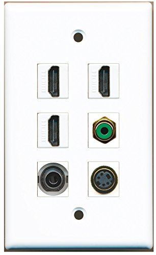 RiteAV - 3 HDMI 1 Port RCA Green 1 Port S-Video 1 Port 3.5mm Wall Plate