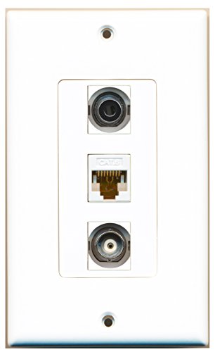 RiteAV - 1 Port 3.5mm and 1 Port BNC and 1 Port Cat6 Ethernet White Decorative Wall Plate Decorative