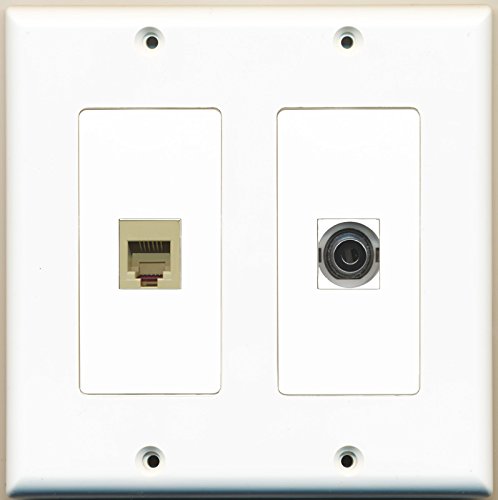 RiteAV - 1 Port Phone RJ11 RJ12 Beige 1 Port 3.5mm - Dual Gang Wall Plate