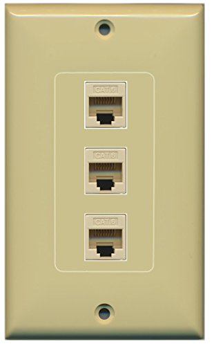 RiteAV (1 Gang Decorative) 3 Cat6 Ivory Wall Plate Ivory