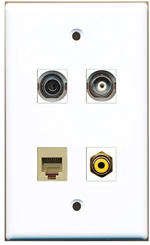 RiteAV - 1 Port RCA Yellow 1 Port Phone RJ11 RJ12 Beige 1 Port 3.5mm 1 Port BNC Wall Plate