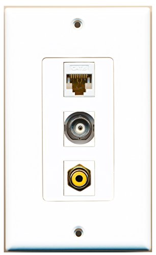 RiteAV - 1 Port RCA Yellow and 1 Port BNC and 1 Port Cat6 Ethernet White Decorative Wall Plate Decorative