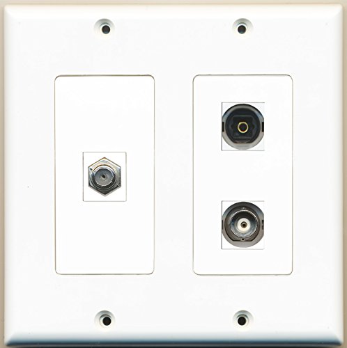 RiteAV - 1 Port Coax Cable TV- F-Type 1 Port Toslink 1 Port BNC - 2 Gang Wall Plate