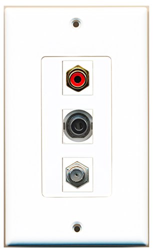 RiteAV - 1 Port RCA Red and 1 Port Coax Cable TV- F-Type and 1 Port 3.5mm Decorative Wall Plate Decorative