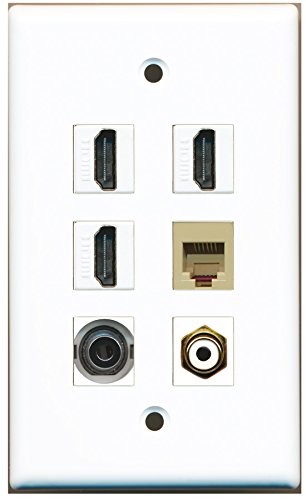 RiteAV - 3 HDMI 1 Port RCA White 1 Port Phone RJ11 RJ12 Beige 1 Port 3.5mm Wall Plate