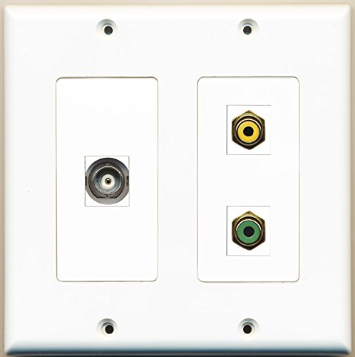 RiteAV - 1 Port RCA Yellow 1 Port RCA Green 1 Port BNC - 2 Gang Wall Plate