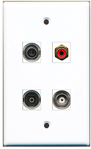 RiteAV - 1 Port RCA Red 1 Port Toslink 1 Port 3.5mm 1 Port BNC Wall Plate