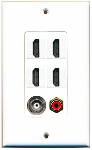 RiteAV - 4 Port HDMI 1 RCA Red 1 BNC Wall Plate Decorative