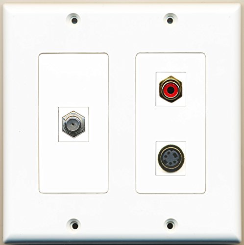 RiteAV - 1 Port RCA Red 1 Port Coax Cable TV- F-Type 1 Port S-Video - 2 Gang Wall Plate