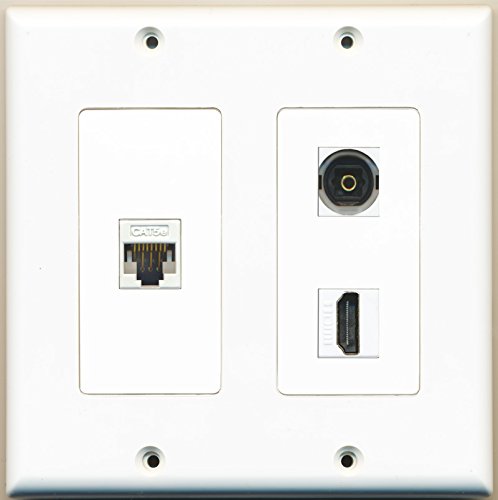 RiteAV - 1 Port HDMI 1 Port Toslink 1 Port Cat5e Ethernet White - 2 Gang Wall Plate
