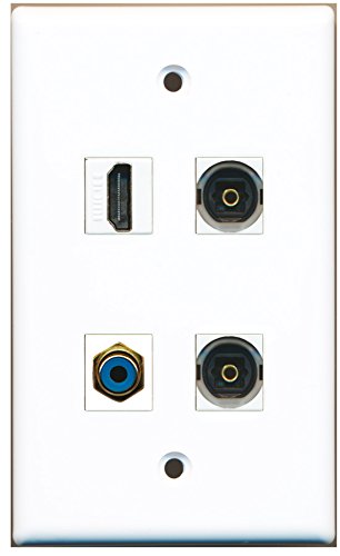 RiteAV - 1 Port HDMI 1 Port RCA Blue 2 Port Toslink Wall Plate