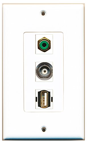 RiteAV - 1 Port RCA Green and 1 Port USB A-A and 1 Port BNC Decorative Wall Plate Decorative