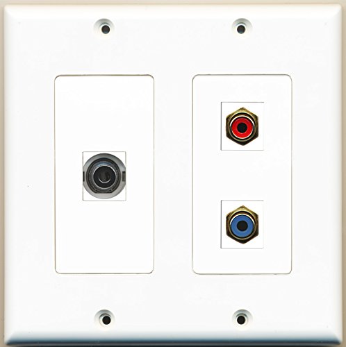 RiteAV - 1 Port RCA Red 1 Port RCA Blue 1 Port 3.5mm - 2 Gang Wall Plate