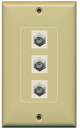 RiteAV (1 Gang Decorative) 3 Coax Ivory Wall Plate Ivory
