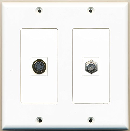 RiteAV - 1 Port Coax Cable TV- F-Type 1 Port S-Video - Dual Gang Wall Plate