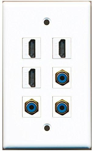 RiteAV - 3 HDMI 3 Port RCA Blue Wall Plate