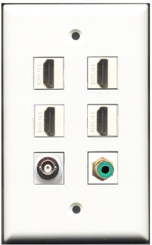 RiteAV - 4 Port HDMI 1 RCA Green 1 BNC Wall Plate