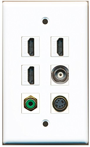 RiteAV - 3 HDMI 1 Port RCA Green 1 Port S-Video 1 Port BNC Wall Plate
