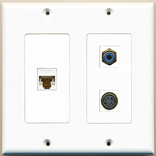 RiteAV - 1 Port RCA Blue 1 Port S-Video 1 Port Cat6 Ethernet White - 2 Gang Wall Plate