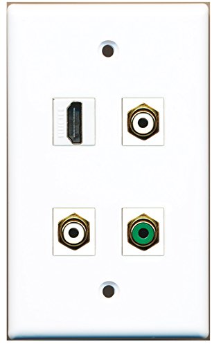 RiteAV - 1 Port HDMI 2 Port RCA White 1 Port RCA Green Wall Plate