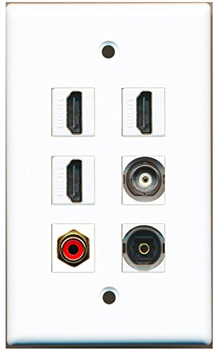 RiteAV - 3 HDMI 1 Port RCA Red 1 Port Toslink 1 Port BNC Wall Plate