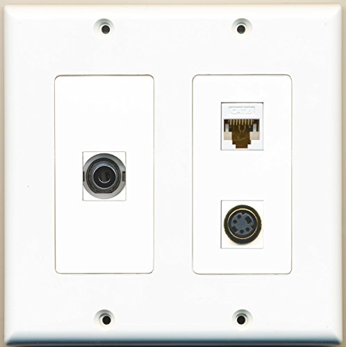 RiteAV - 1 Port S-Video 1 Port 3.5mm 1 Port Cat6 Ethernet White - 2 Gang Wall Plate