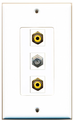 RiteAV - 2 Port RCA Yellow and 1 Port Coax Cable TV- F-Type Decorative Wall Plate Decorative