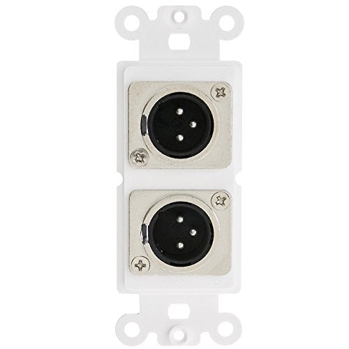 Decora Wall Plate Insert, White, Dual XLR Male to Solder Type
